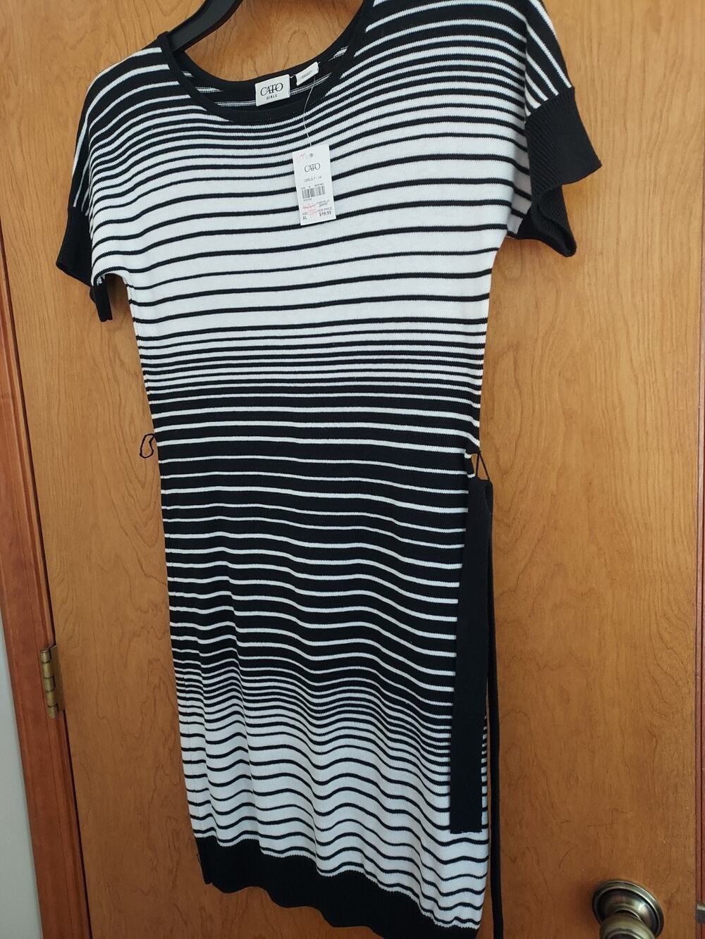 NEW Cato Dress Girls XL size 16 tie waist sweater dress striped NWT